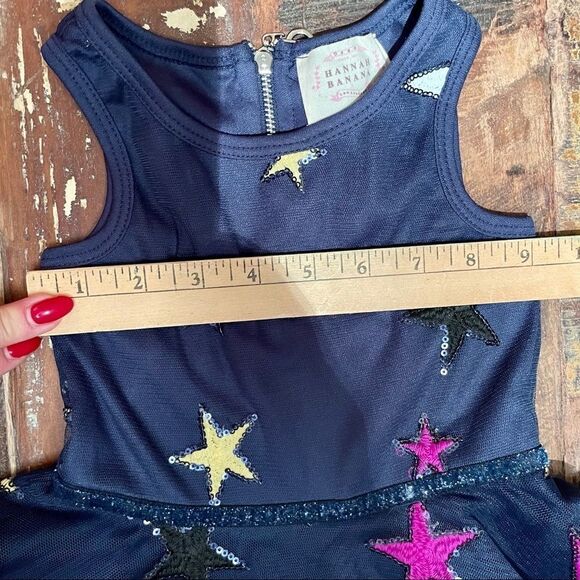 Hannah Banana Navy Blue Sequins and Multicolored Stars Tulle Layered Dress - Picture 11 of 11